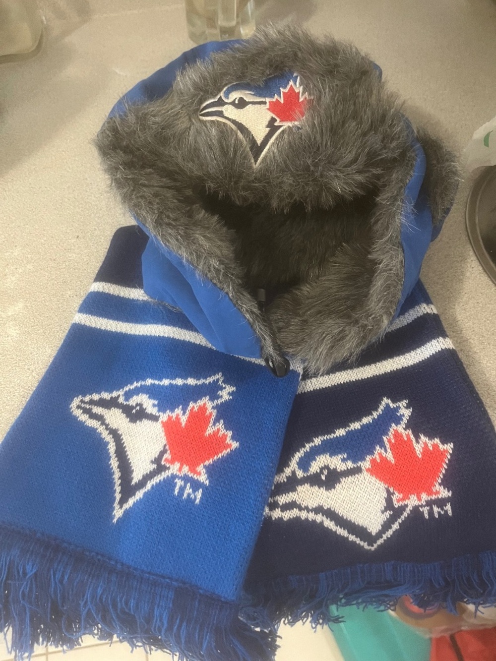 Toronto Blue Jays limited edition aviator hat and scarf combo unisex